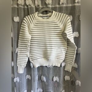 Partow white sheer striped sweater
